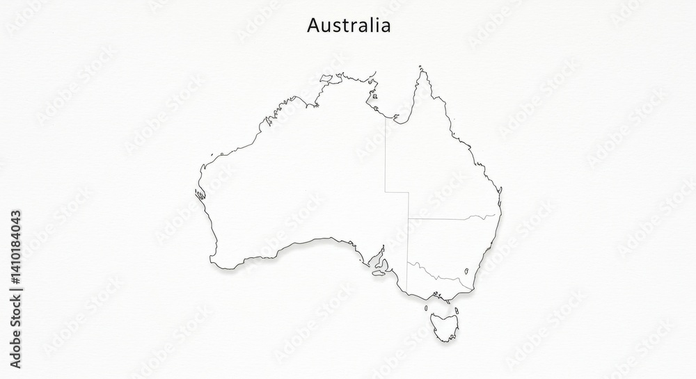 Dotted Line Outline Map Of Australia On White Textured Background Dotted Line Outline Map Of Australia On White Textured Background