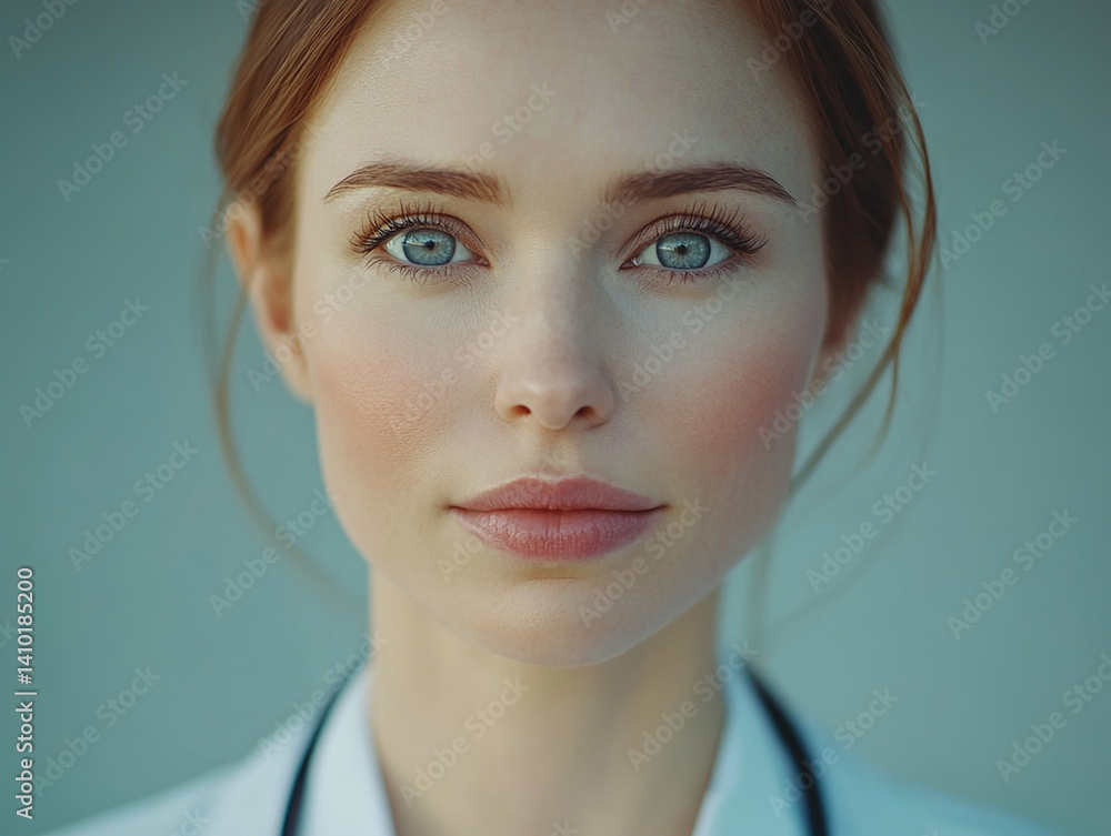 Beautiful woman close-up, doctor nurse care portrait close-up