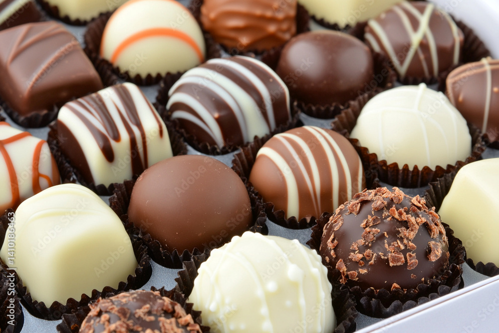 Assorted chocolates elegantly arranged in a gift box perfect for any special occasion Assorted chocolates elegantly arranged in a gift box perfect for any special occasion