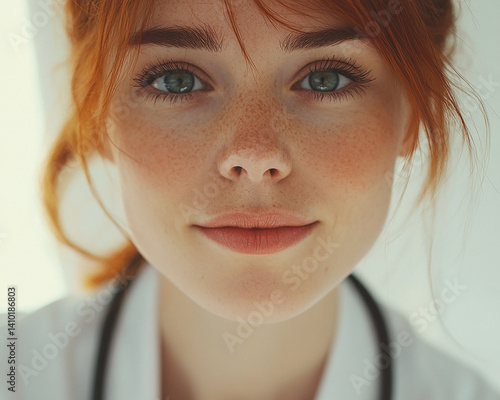 Obraz na płótnie Beautiful woman close-up, doctor nurse care portrait close-up w salonie