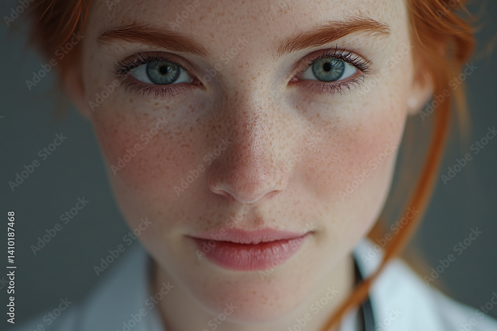 Beautiful woman close-up, doctor nurse care portrait close-up