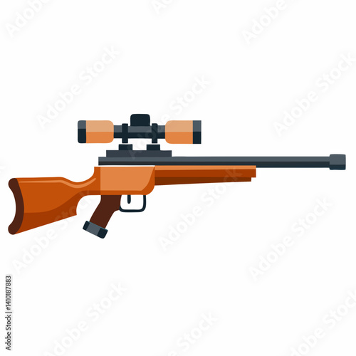 Illustration Of A Hunting Rifle Equipped With A Scope For Accurate Aiming In Wildlife Or Sport Target Shooting