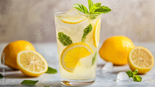 Refreshing Lemonade A Zesty Summer Drink with Vibrant Citrus and Mint