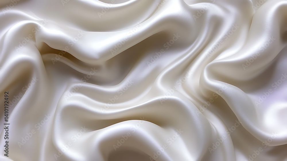 Fototapeta premium Draped Creamy White Satin Fabric Showing Soft Waves