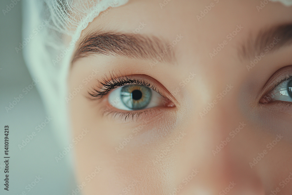 Beautiful woman close-up, doctor nurse care portrait close-up