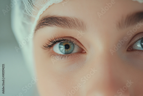 Obraz na płótnie Beautiful woman close-up, doctor nurse care portrait close-up w salonie