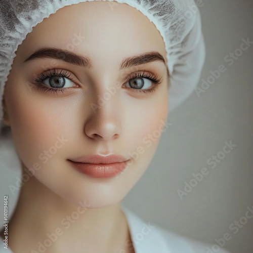 Obraz na płótnie Beautiful nurse close-up, doctor and nurse portrait close-up w salonie