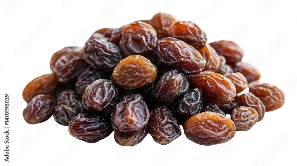 Fresh Raisins Isolated on White Background for Culinary Designs and Product Advertisements Fresh Raisins Isolated on White Background for Culinary Designs and Product Advertisements