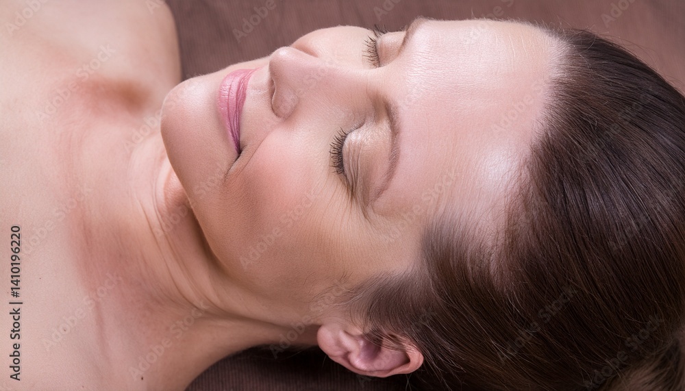 a serene face of a woman experiencing relaxation. The soft lighting and closed eyes evoke a sense of tranquility and inner peace a serene face of a woman experiencing relaxation. The soft lighting and closed eyes evoke a sense of tranquility and inner peace
