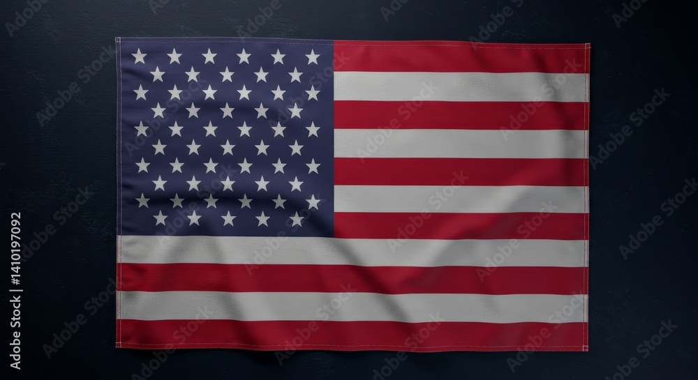 Fototapeta premium American Flag Fabric Texture Generative AI - Patriotic symbol, national pride, American identity, freedom, democracy. High-resolution of the US flag