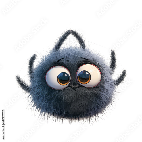 Cute cartoon spider illustrator on a transparent background fun character design whimsical style