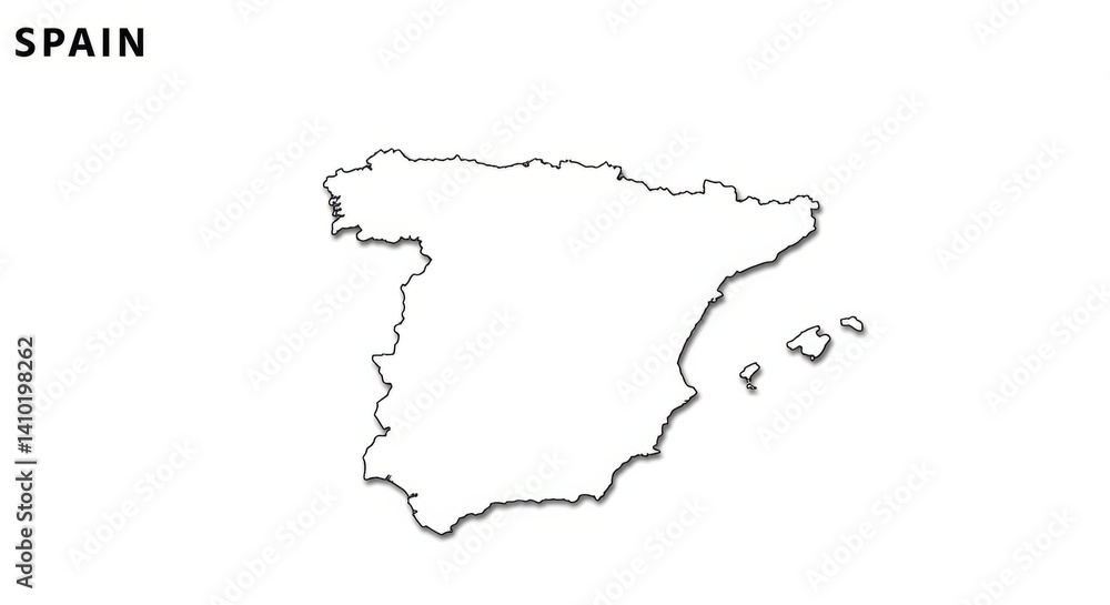 Simple Black Outline Map Of Spain On White Background Simple Black Outline Map Of Spain On White Background