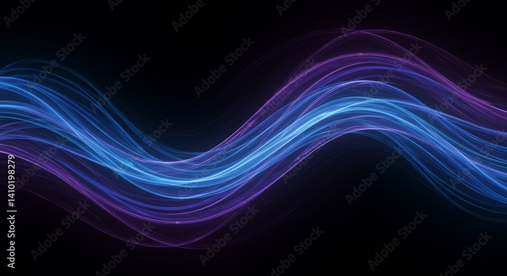 Blue and Purple Waves Abstract Background - Symbolizing energy, flow, movement, technology, and serenity. Abstract blue and purple waves on a dark background. Ideal for modern designs Blue and Purple Waves Abstract Background - Symbolizing energy, flow, movement, technology, and serenity. Abstract blue and purple waves on a dark background. Ideal for modern designs