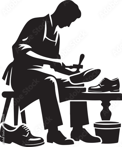 cobbler silhouette icon vector illustration on white background.