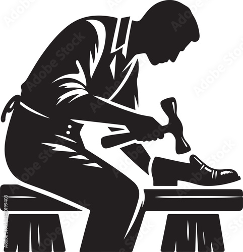 cobbler silhouette icon vector illustration on white background.