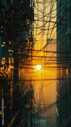 Wallpaper Mural Urban landscape with building silhouettes against a warm sunset sky. Torontodigital.ca