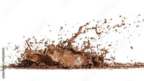 Dynamic Brown Mud Splash with Flying Droplets - Professional Stock Photo