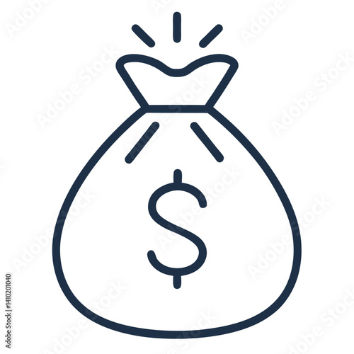 money bag dollar sign line icon