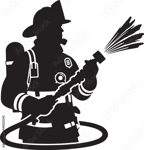 firefighter silhouette icon vector illustration on white background.