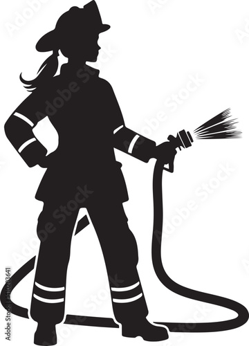 firefighter silhouette icon vector illustration on white background.