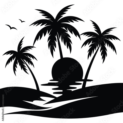 Tropical Twilight Escape: Sunset Over Palm Paradise