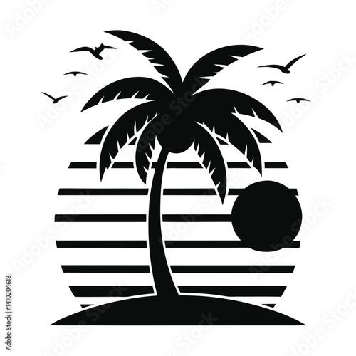 Tropical Twilight Escape: Sunset Over Palm Paradise