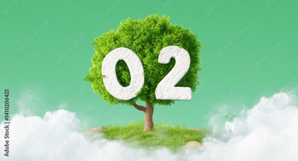 Bright Green Tree Growing in Soil Under Clouds with Vibrant Background for Nature Concept