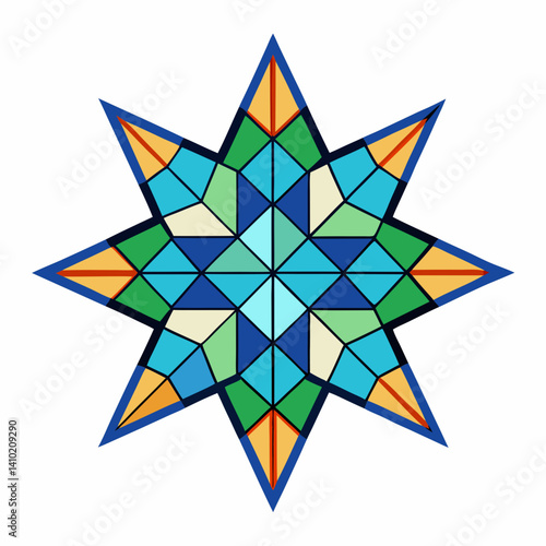 A star featuring a geometric pattern, showcasing intricate shapes and lines in a visually striking design.