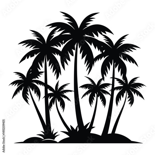 Set of Tree Silhouettes – Vector Collection of Forest, Park and Garden Elements in Black and White.
