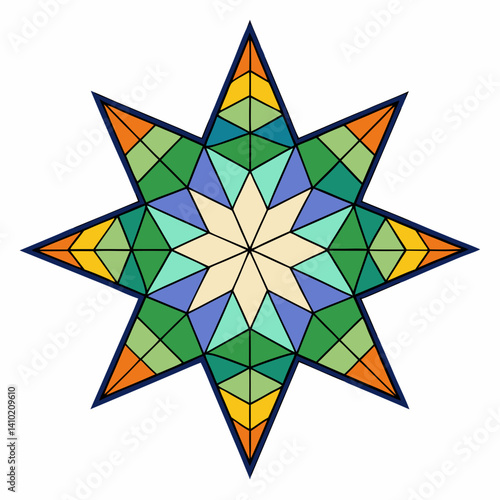 A star featuring a geometric pattern, showcasing intricate shapes and lines in a visually striking design.