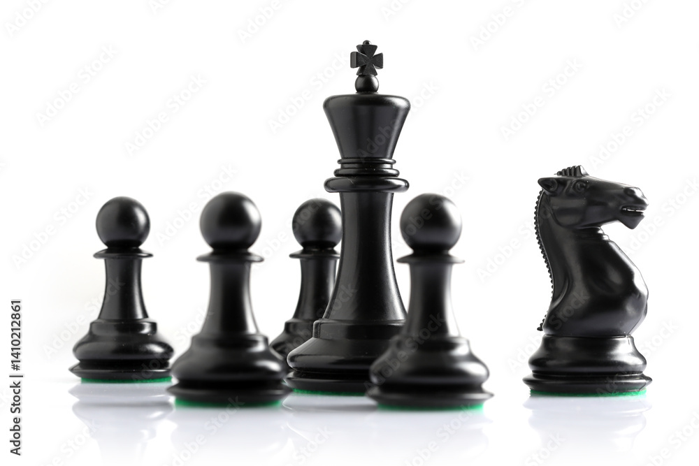 chess pieces on chessboard on marble background. game of chess chess pieces on chessboard on marble background. game of chess