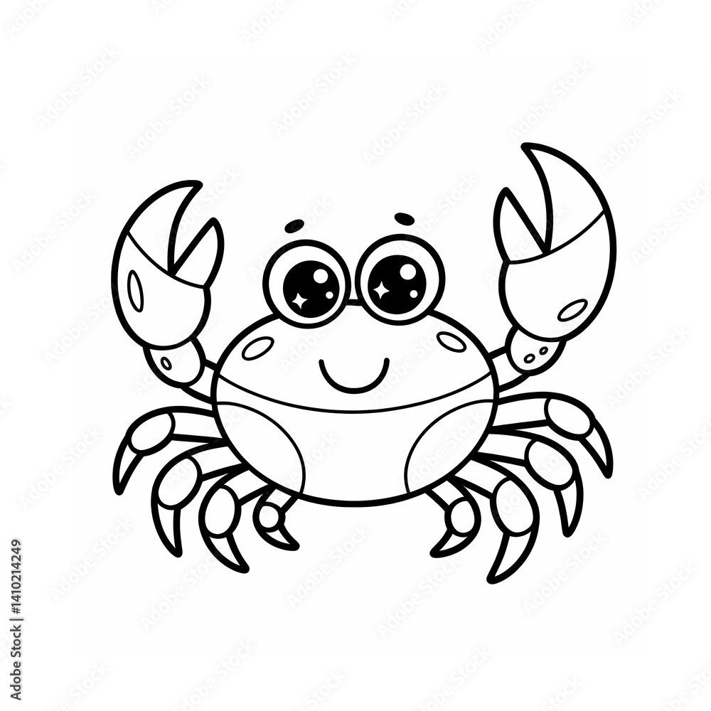 Fototapeta premium Colouring vector illustration of a funny crab,mascot face design isolated on white background 