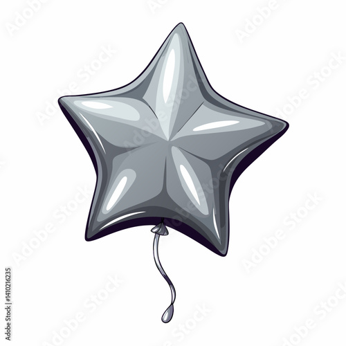 A star-shaped balloon tied with a string, floating against a neutral background.