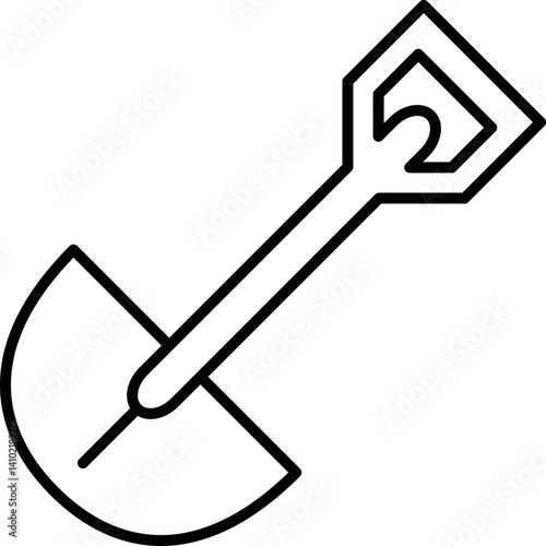 Angled garden spade or shovel for outdoor digging vector icon