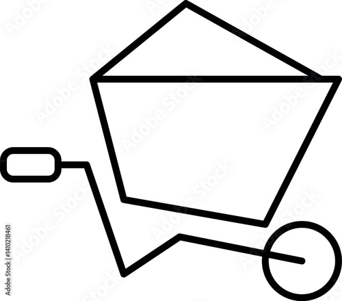 Side-view wheelbarrow for transporting garden loads vector icon
