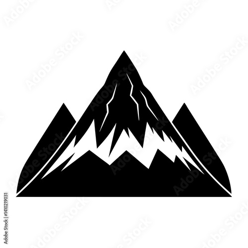 Black And White Mountain Range Icon Logo Element Peak Landscape Design Graphic Minimalist Nature Outdoor Adventure