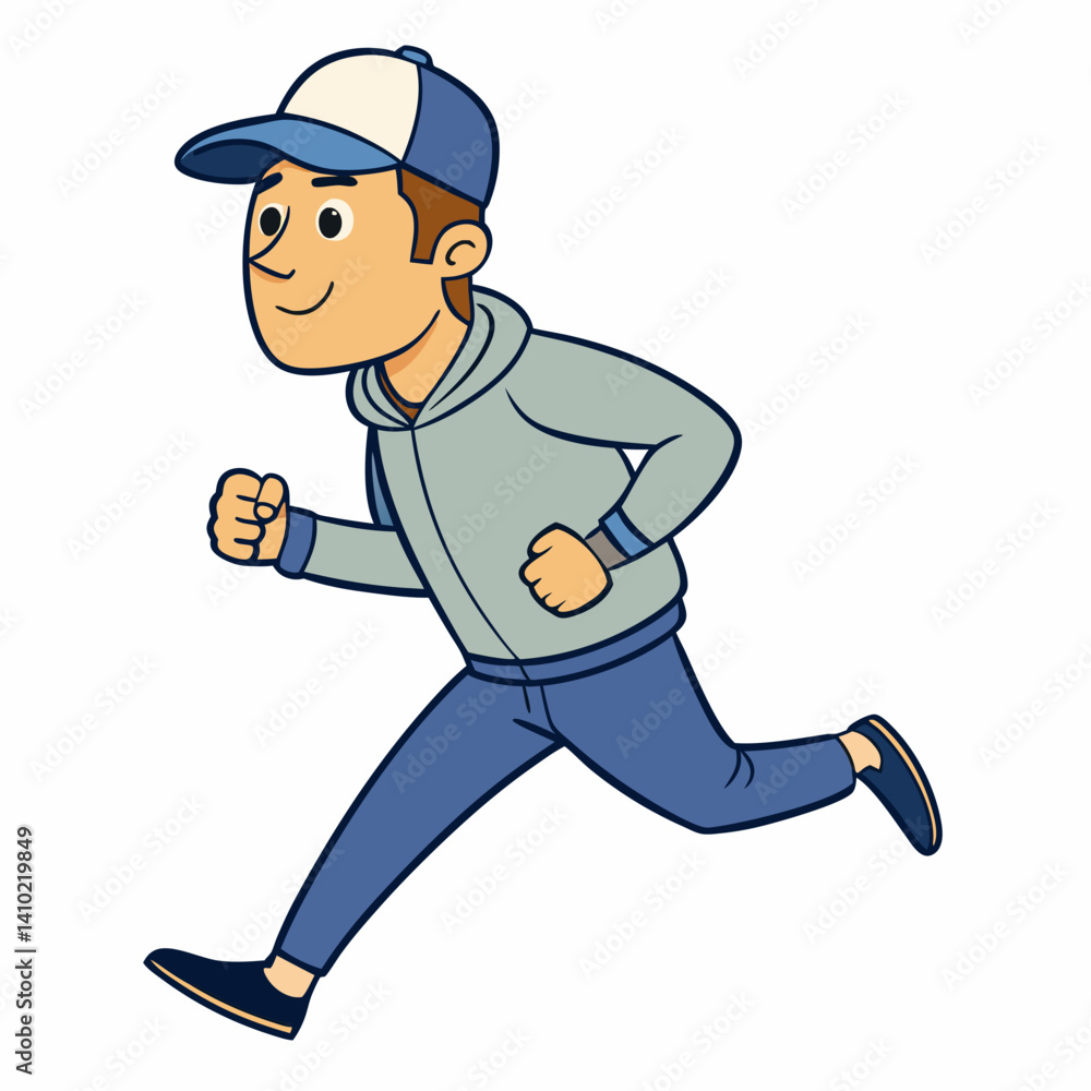 Cartoon Character Running In Sportswear With A Cap For Athletic And Sport Concept Illustration In Vector Format Cartoon Character Running In Sportswear With A Cap For Athletic And Sport Concept Illustration In Vector Format