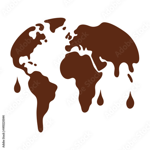 Quadro em tela Chocolate World Map Concept with Dripping Effect