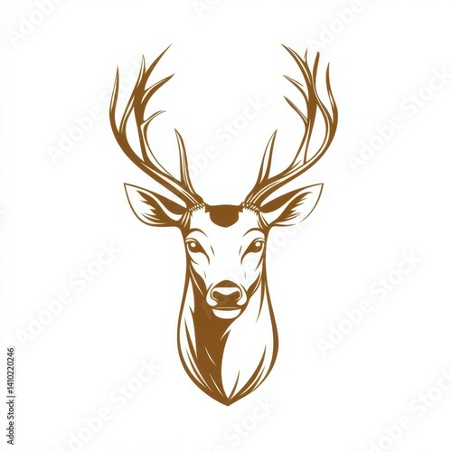 Wallpaper Mural Stag head illustration showcasing intricate antlers with detailed facial features in a minimalist design setting Torontodigital.ca