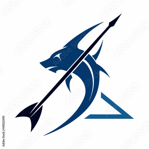 Elegant Geometric Wolf Head Logo Design With Arrow Through And Triangle Element For Modern Branding Identity