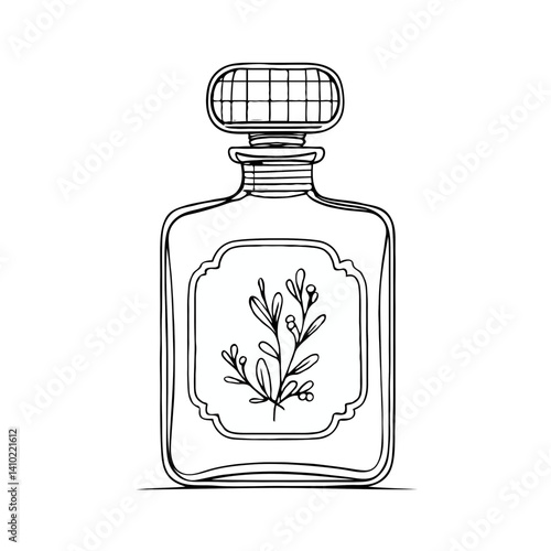 Coquette design of perfume bottle line art vector illustration 