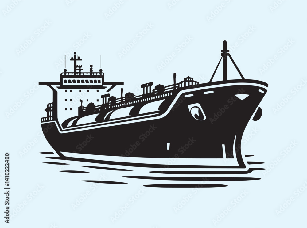 Fototapeta premium Silhouette of a Large Cargo Tanker