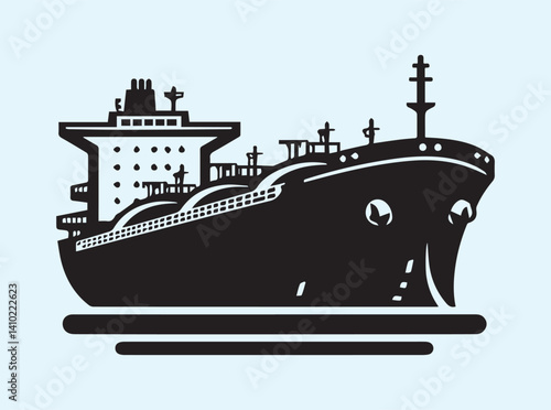 Oil Tanker Ship Black Outline Isolated