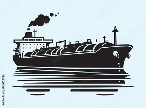 Solid Black Silhouette of Tanker Vessel