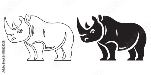 African rhino silhouette vector – strong and clean artwork perfect for wild nature graphics – rhino silhouette – rhino vector – rhino illustration – rhino outline – rhino icon – rhino line art

