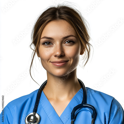 Obraz na płótnie Beautiful nurse close-up, doctor and nurse portrait close-up w salonie
