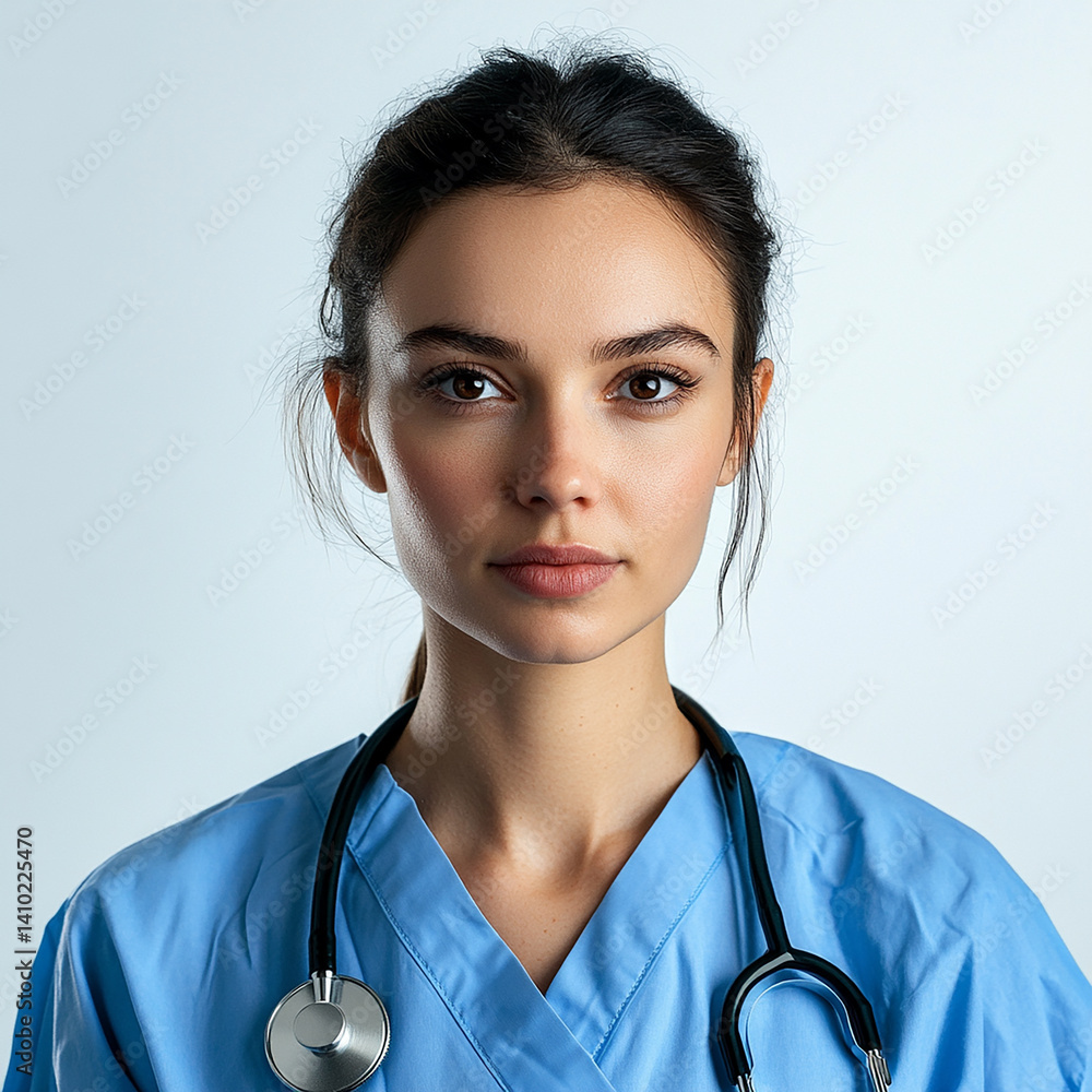 Beautiful nurse close-up, doctor and nurse portrait close-up