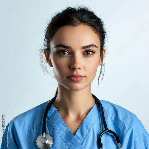 Obraz na płótnie Beautiful nurse close-up, doctor and nurse portrait close-up w salonie