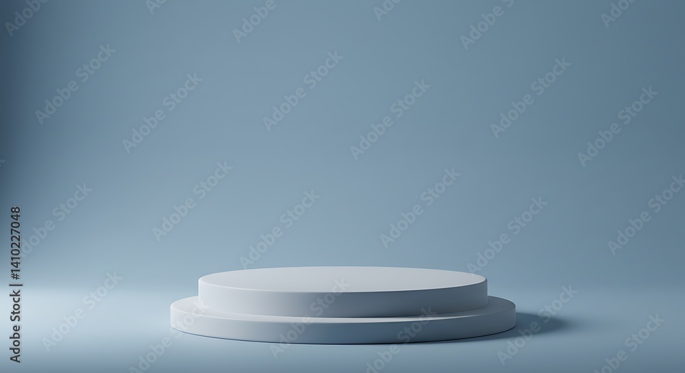 Minimalist Blue Background with Circular Podium for Product Display Minimalist Blue Background with Circular Podium for Product Display