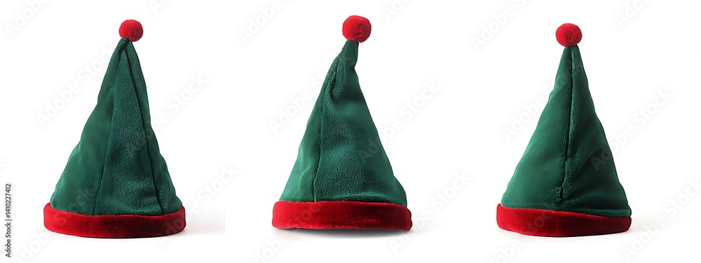 Green and Red Elf Hat with Pom Pom for Holiday Festivities Green and Red Elf Hat with Pom Pom for Holiday Festivities